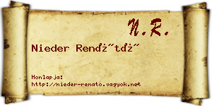 Nieder Renátó névjegykártya